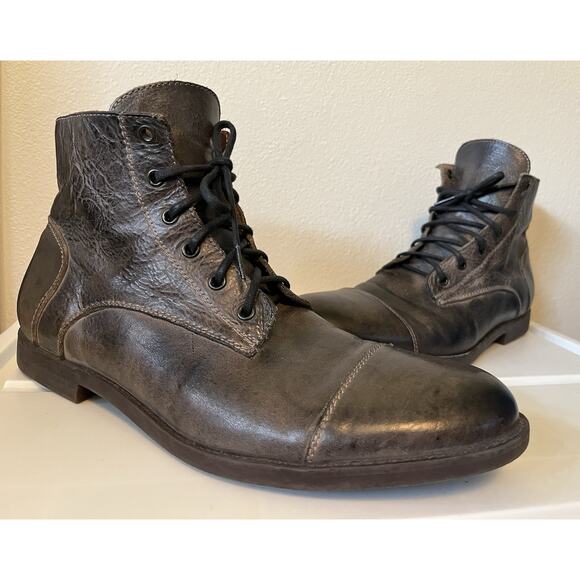 Bed Stu Leonardo Men’s 12 Brown Dip Dye Distressed Leather Lace Up Ankle Boots